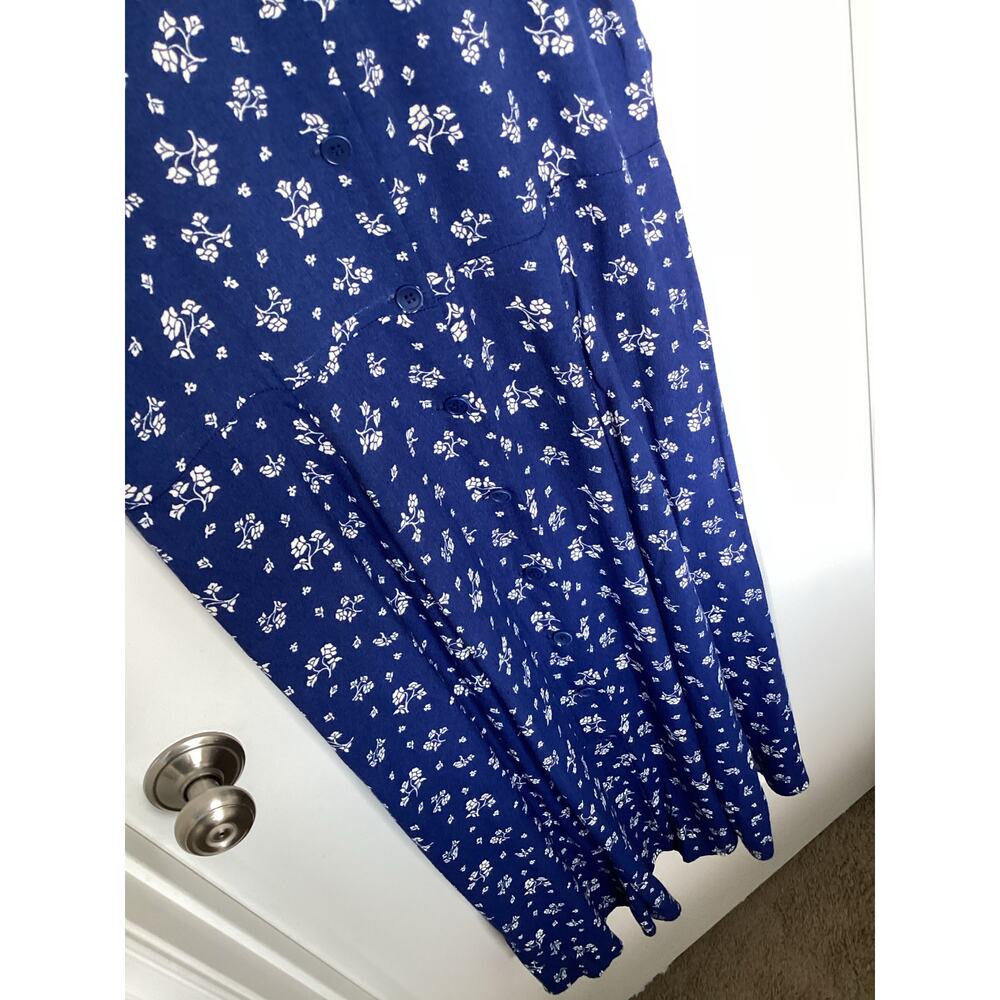 Reformation Maison Fauna‎ midi floral blue button-down dress women's size 12 - Picture 6 of 13